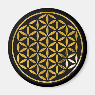 Imã Flower Of Life - Gold 1 stamp black