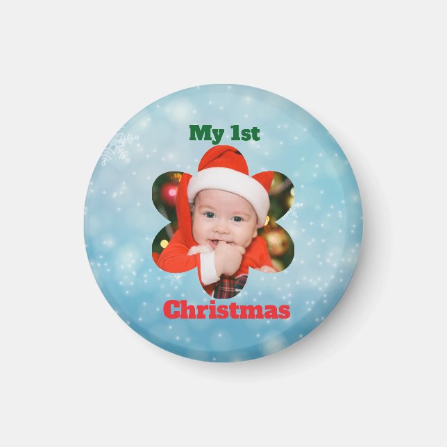 Imã Flower Shape My 1st Christmas Photo (Frente)