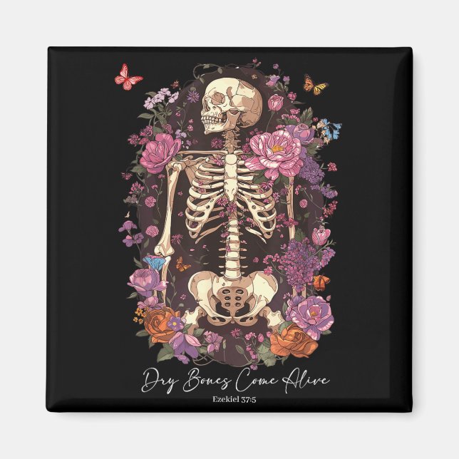 Imã Flower Skeleton Dry Bones Come Alive, Retro Enchan (Frente)