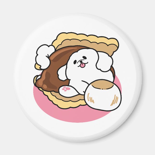 Imã Fluffier Tha S’more - Cute Dog and Dessert Pun (Frente)
