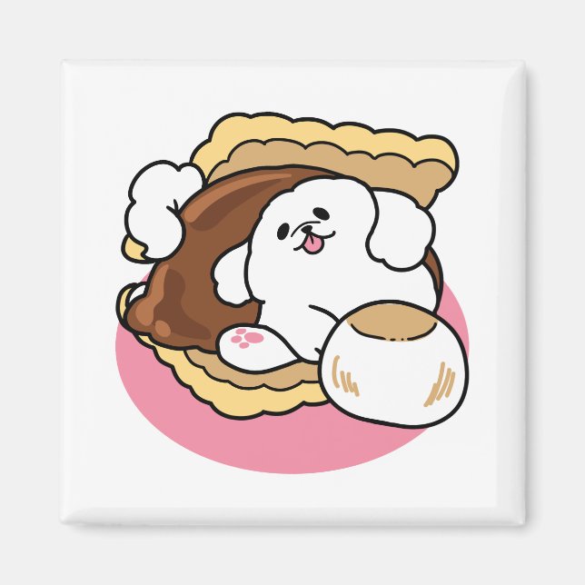 Imã Fluffier Tha S’more - Cute Dog and Dessert Pun (Frente)