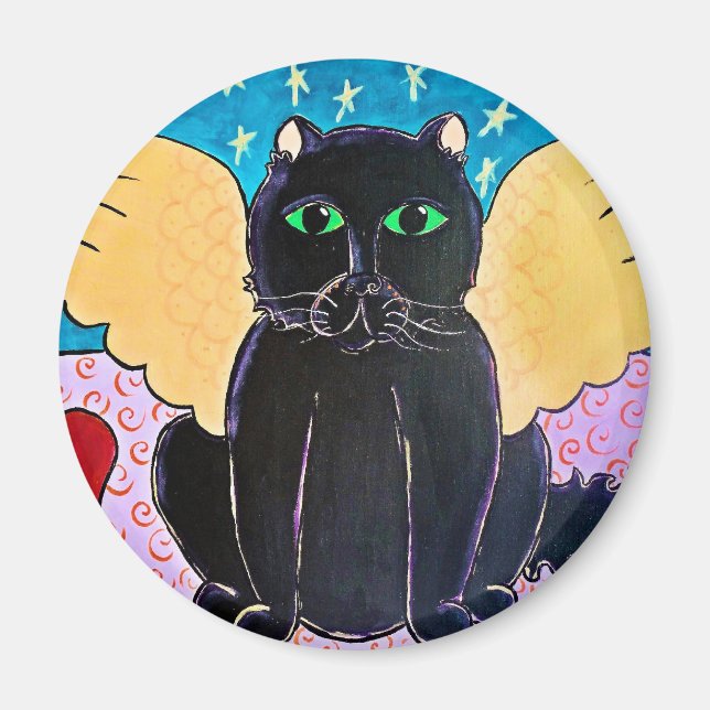 Imã Fluffy Angel Cat (Frente)