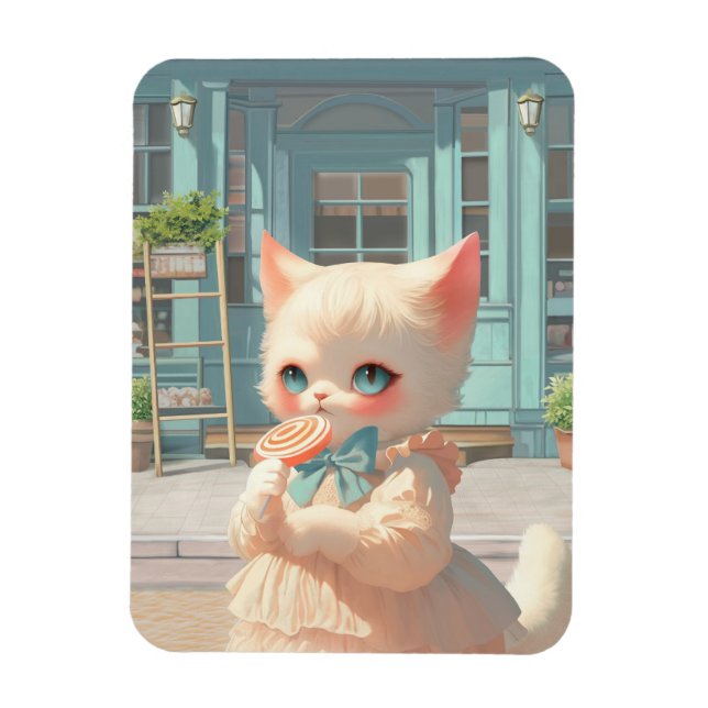 Ímã Fluffy Kitten com Lollipop no Compro de pastelaria (Vertical)