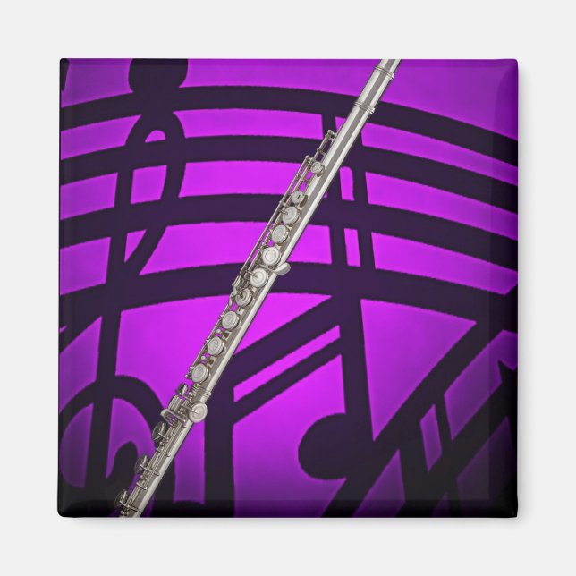Imã Flute Flutist Musical Square Magnet (Frente)