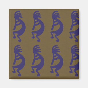 Imã Flute Playing Kokopelli Figura 1 - Azul em verde