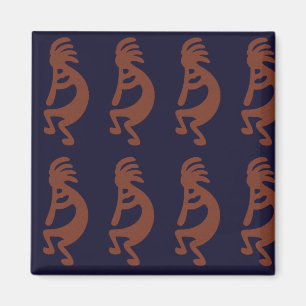Imã Flute Playing Kokopelli Figura 1 - Azul no vermelh