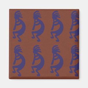 Imã Flute Playing Kokopelli Figura 1 - Azul no vermelh