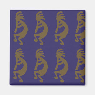 Imã Flute Playing Kokopelli Figura 1: Verde sobre azul