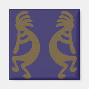 Imã Flute Playing Kokopelli Figura 1: Verde sobre azul