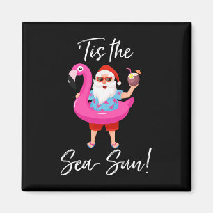 Imã Flutuador de Flamingo do Papai Noel É a Cristo do