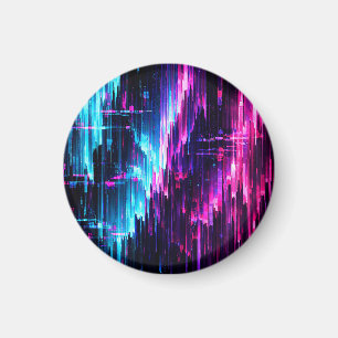 Imã Fluxo de Dados Glitch Neon Abstrato