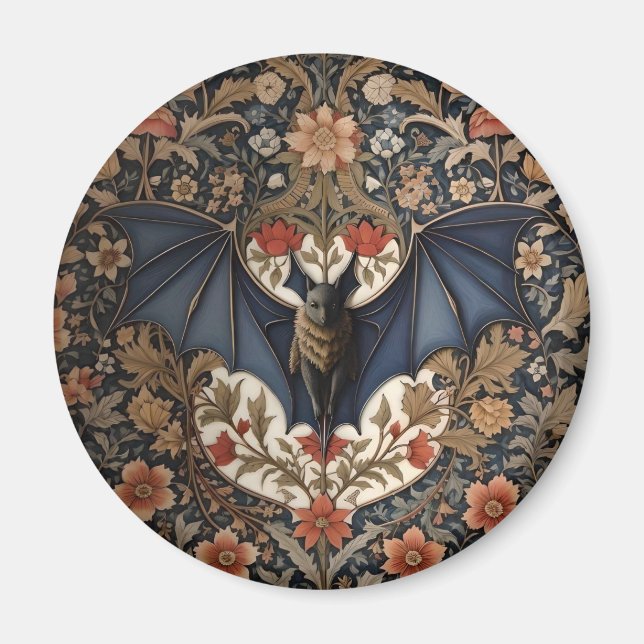 Imã Flying Bat - Moderno William Morris Floral (Frente)