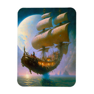 Ímã Flying Ship Fantasy Art