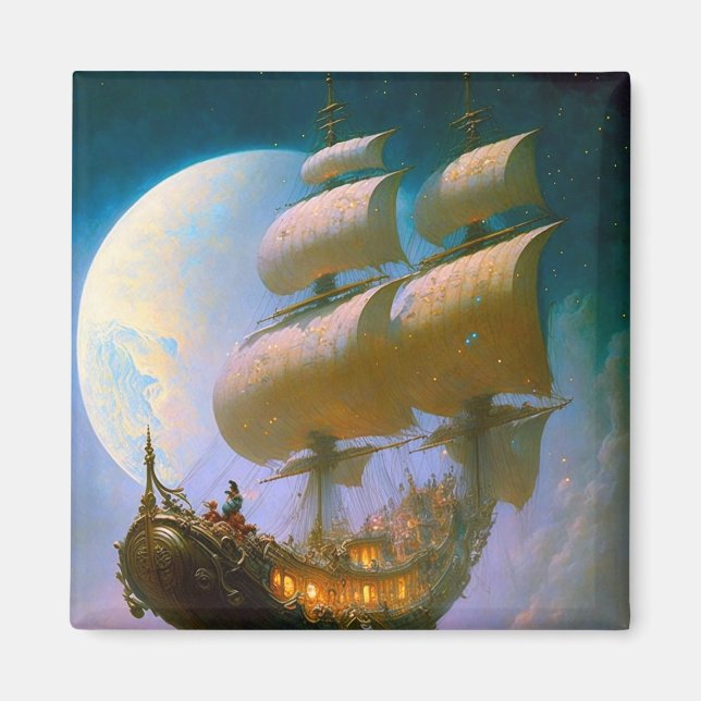 Imã Flying Ship Fantasy Art (Frente)