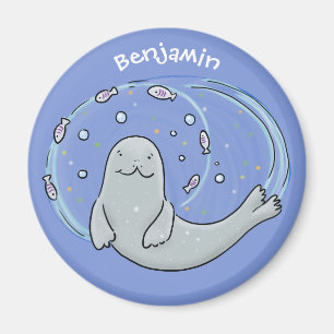 Imã Foca-branca e ilustração de desenho animado de a