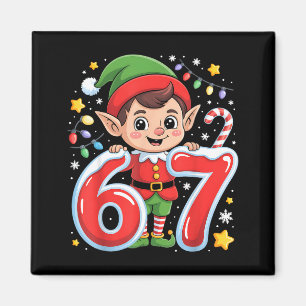 Imã Fofa Elfa Seis Sete 6 7 Meme Natal Divertido Roupa