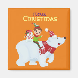 Imã Fofa elfo de Natal urso polar boneco de neve Quadr