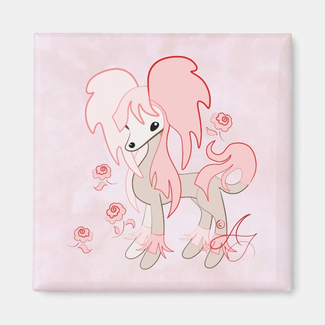 Imã Fofo Crestado Chinês Rosa Pastel (Frente)