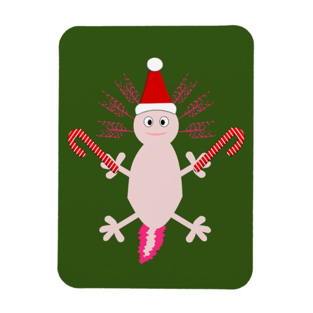 Ímã Fofo de Natal Axolotl (Vertical)