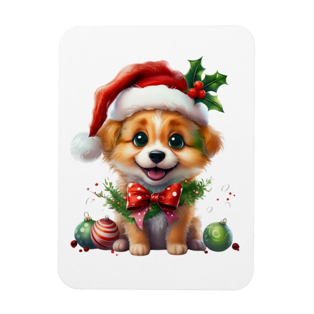 Ímã Fofo de Natal bonito com Papai Noel e Arco (Vertical)