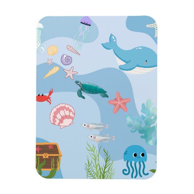 Ímã Fofo sob o mar Amigos (Vertical)