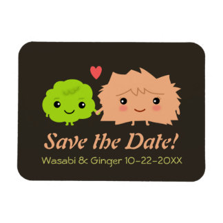 Ímã Fofo Wasabi e Ginger Casamento Salvem a Data