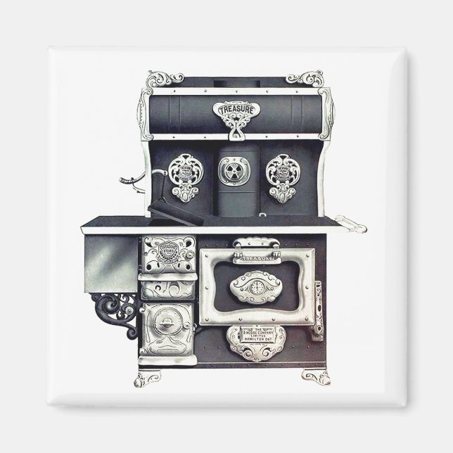 Imã fogão de ferro fundido vitorioso preto e prateado (Frente)