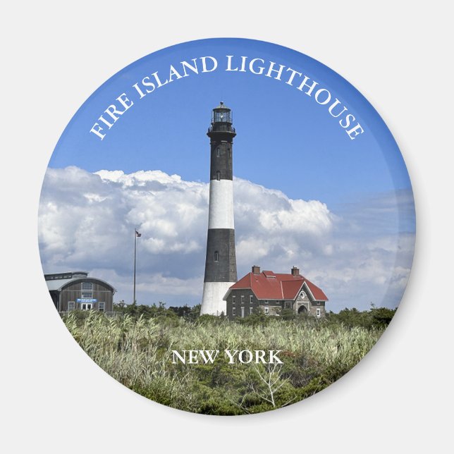 Imã Fogo Ilha Lighthouse New York Round Magnet (Frente)