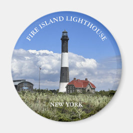 Imã Fogo Ilha Lighthouse New York Round Magnet