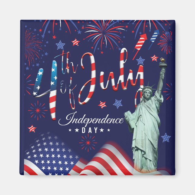 Imã Fogos De Artifício Em 4 De Julho Com A Estátua De  (Frente)