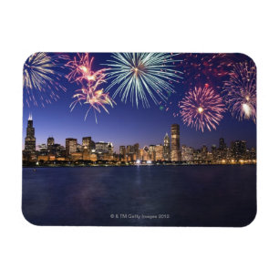 Ímã Fogos-de-artifício sobre a skyline 2 de Chicago
