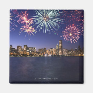 Imã Fogos-de-artifício sobre a skyline 2 de Chicago