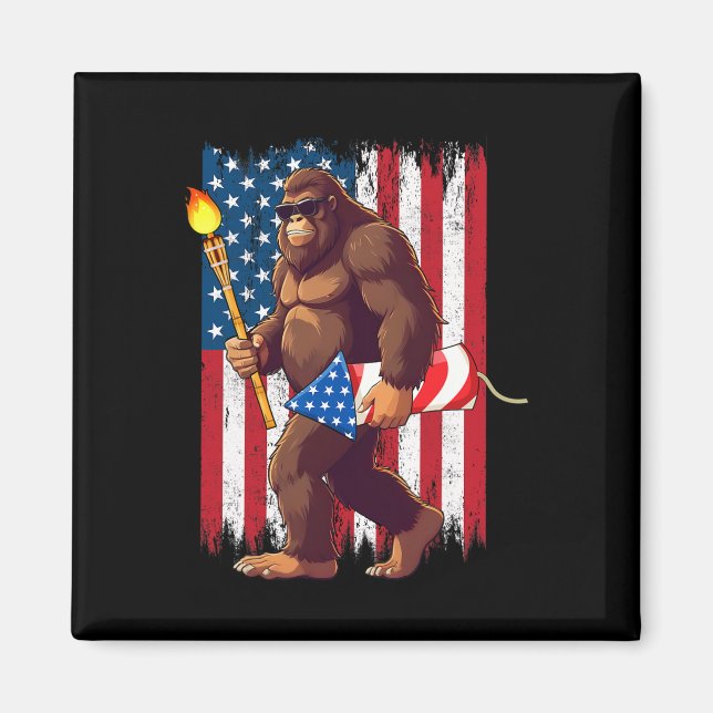 Imã Fogos De Bigfoot 4 De Julho Sasquatch American (Frente)