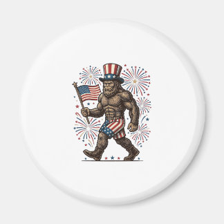Imã Fogueira Patriótica de Sasquatch Gravura Vintage D