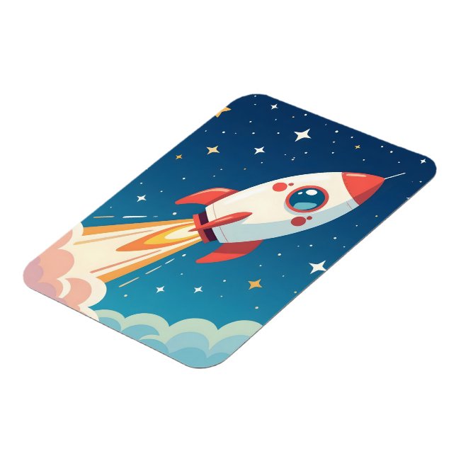 Ímã Foguete espacial fofo decolando (Left Side)