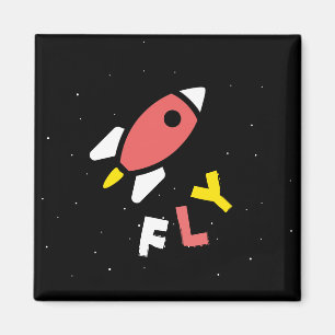 Imã Foguete - Pop-Arte Vermelha e Amarela