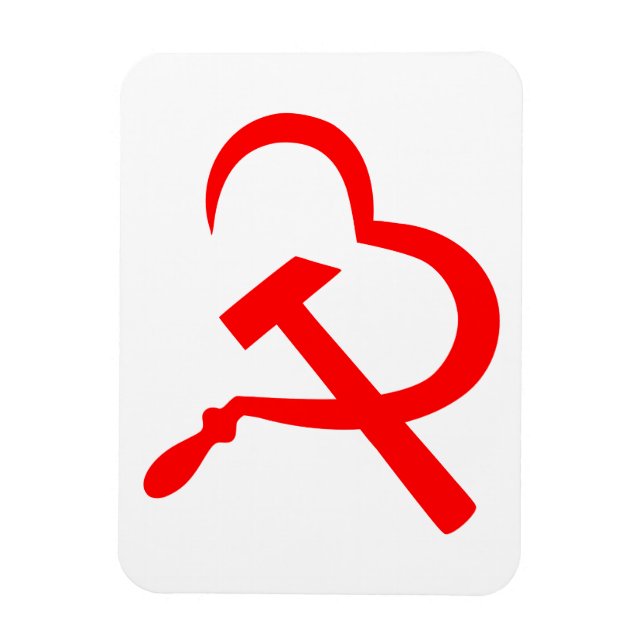Ímã Foice e Martelo, Coração, Amor, Comunismo (Vertical)