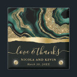 Imã Foil Verde Elegante e Casamento com Agitação Doura<br><div class="desc">Folha verde viva elegante e design de agata líquida brilhante de ouro com diamantes</div>