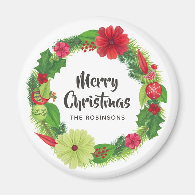 Imã FolArt Watercolor Natal Floral (Frente)