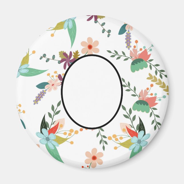 Imã Folclore Florals | Adicionar nome, monograma, text (Frente)