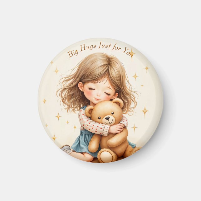 Imã Folha de papel do Urso de Teddy Abraçando Garota B (Frente)