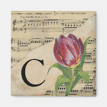 Folha de Tulipas Roxa Monograma de Música Inicial 