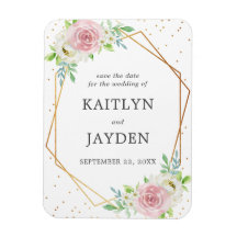 Folha Geométrica De Ouro Chic Floral Salvar A Data