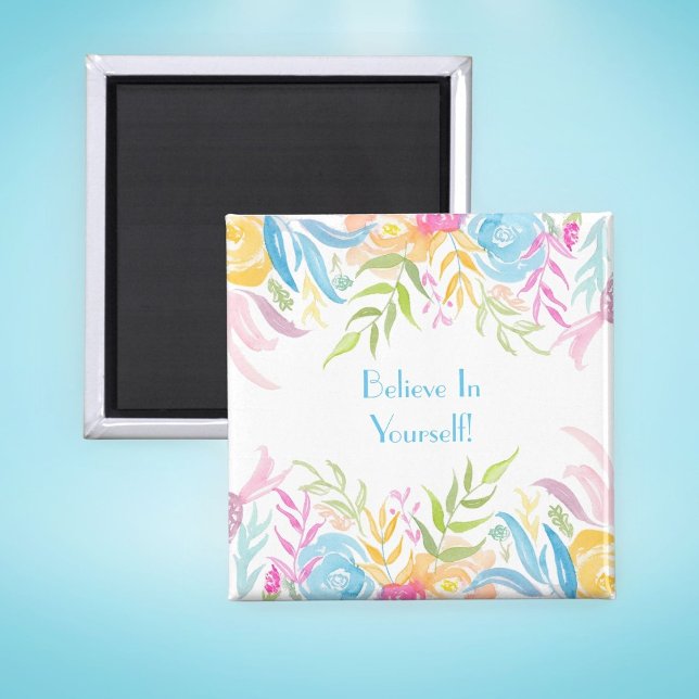 Imã Folhagem Pastel Acredite em Você! (A important and wonderful reminder, put on your fridge, locker, office. )