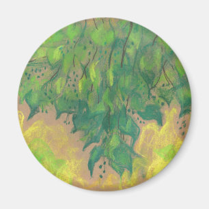Imã Folhagem Verde, desenho pastel, desenho de vida, n