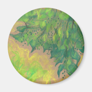 Imã "Folhagem Verde", design floral, desenho pastel