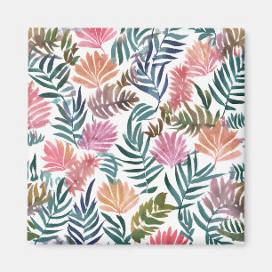 Imã Folhas Botânicas Aquarela Floral Colorido Fofo