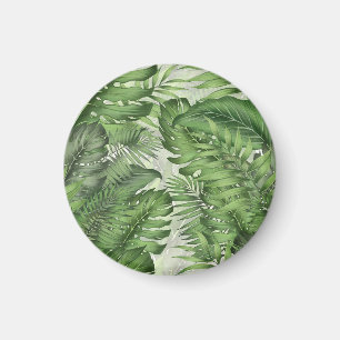 Imã Folhas da selva tropical: fundo floral sem costura