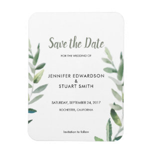 Ímã Folhas de aquarela botânica Salvar a Data