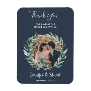 Ímã Folhas de aquarela russa Obrigado Fotocasamento